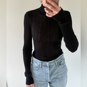 H&M Sheer Black Ribbed Turtle Neck
